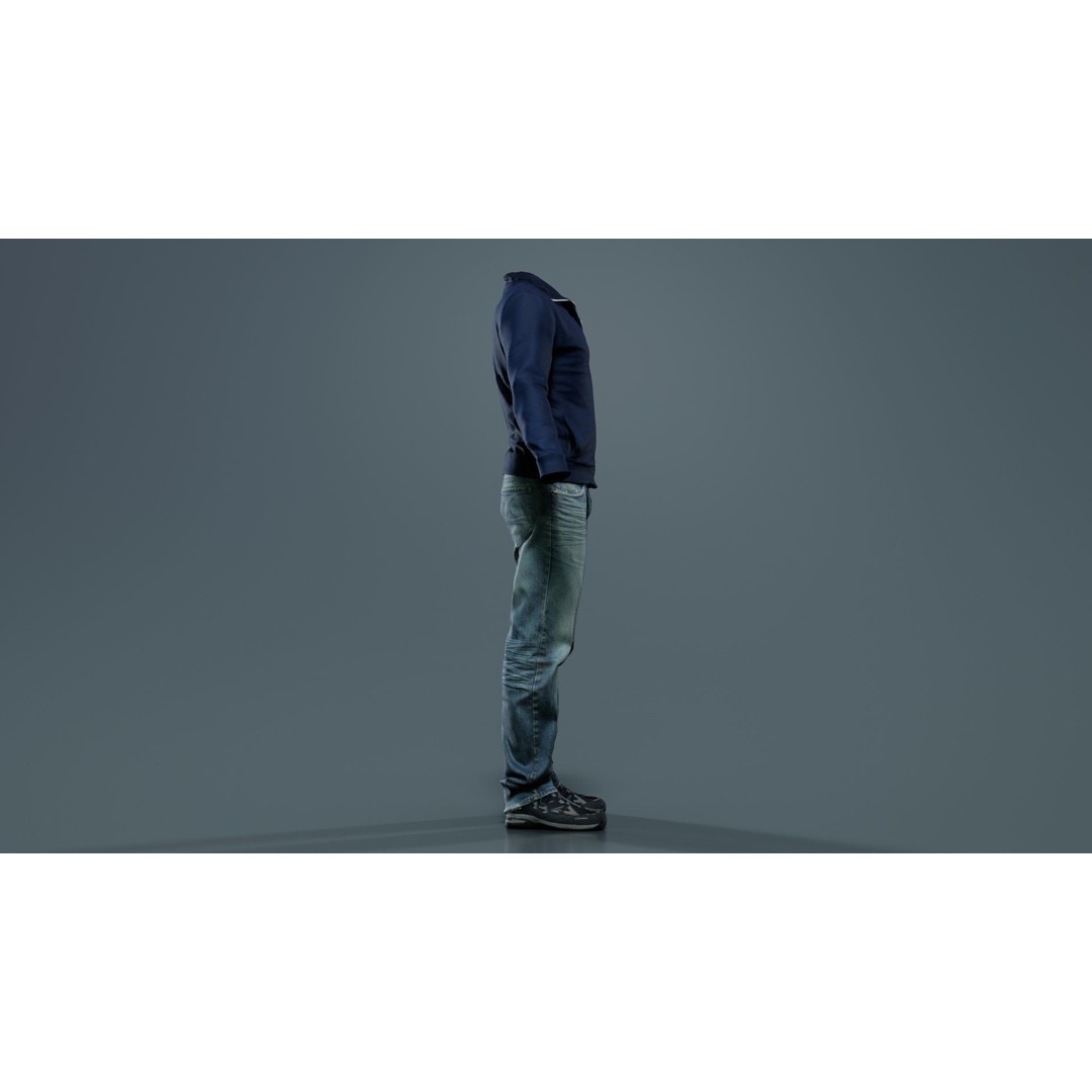 Casual Outfit 3D Model – Low Poly Male Character, FBX, Blender - View 8