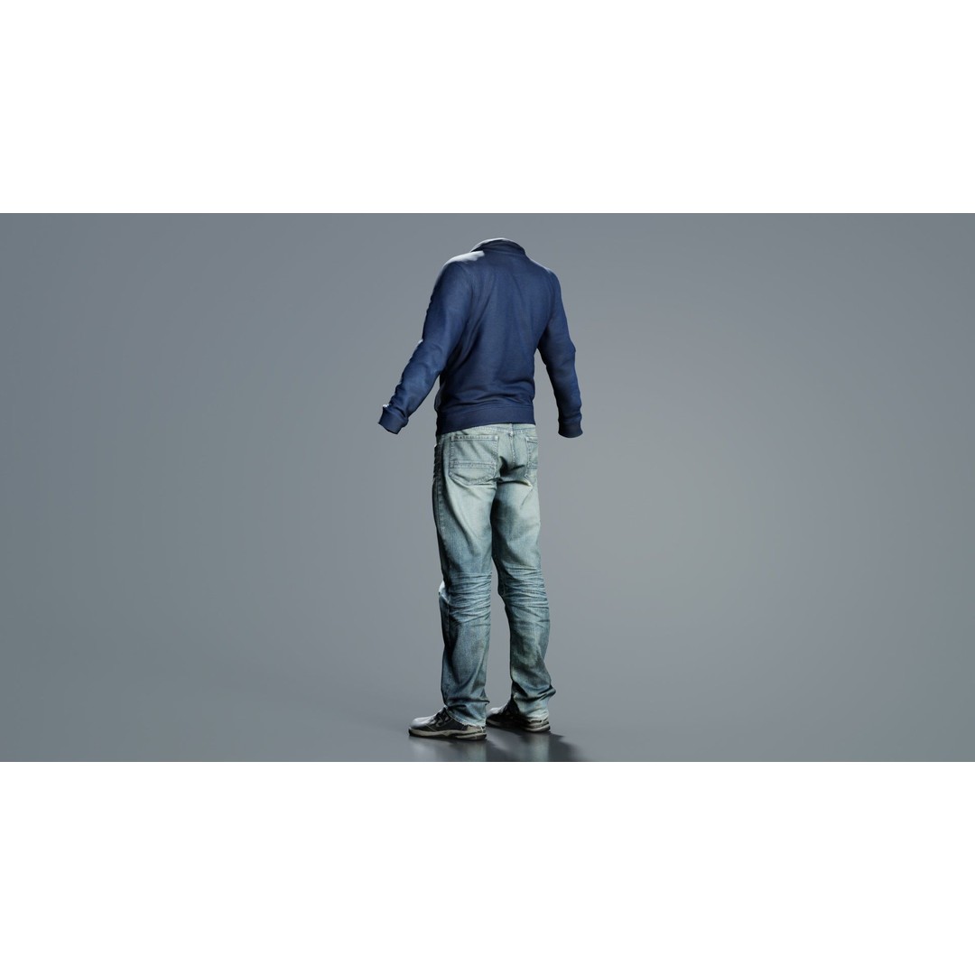 Casual Outfit 3D Model – Low Poly Male Character, FBX, Blender - View 9