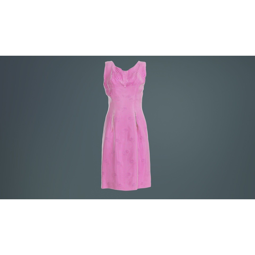 Shiny Pink Flower Dress 3D Model – Low Poly Apparel with PBR Textures - View 11