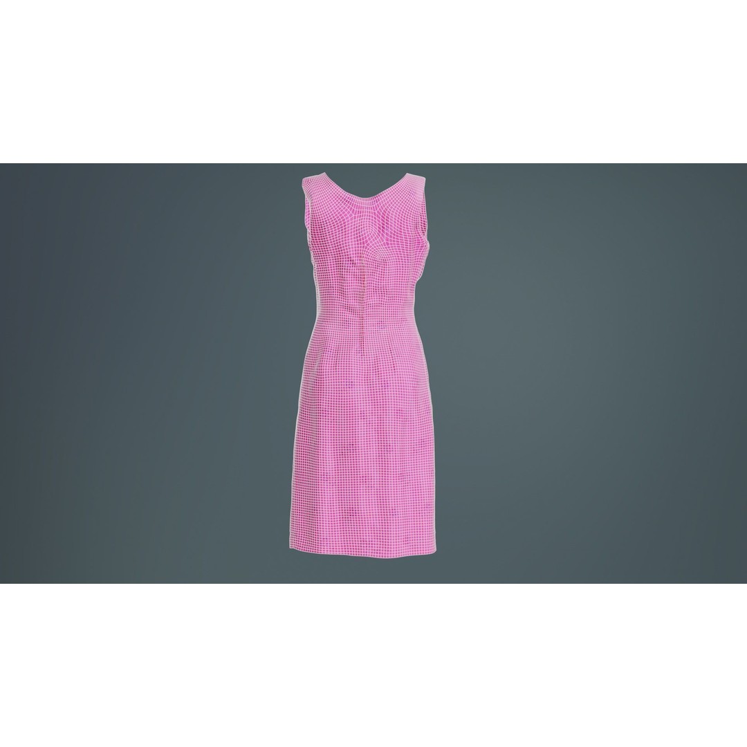 Shiny Pink Flower Dress 3D Model – Low Poly Apparel with PBR Textures - View 12