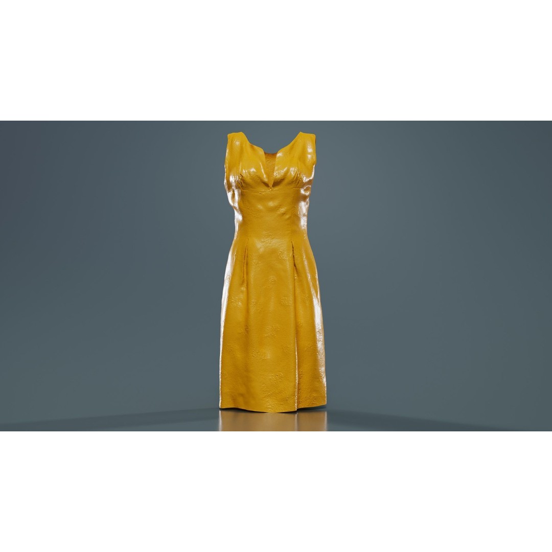 Shiny Pink Flower Dress 3D Model – Low Poly Apparel with PBR Textures - View 14