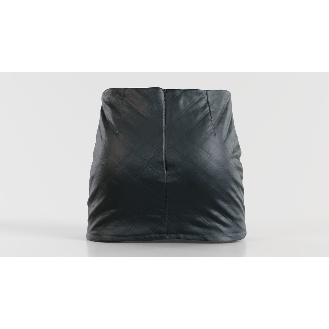 Black Leather Padded Skirt 3D Model – Low Poly Game Asset, FBX, Blender - View 10