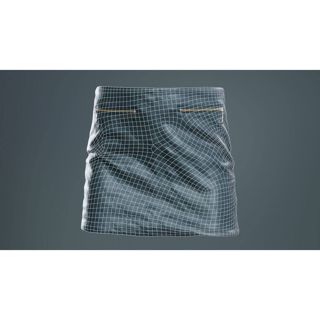 Black Leather Padded Skirt 3D Model – Low Poly Game Asset, FBX, Blender - View 11
