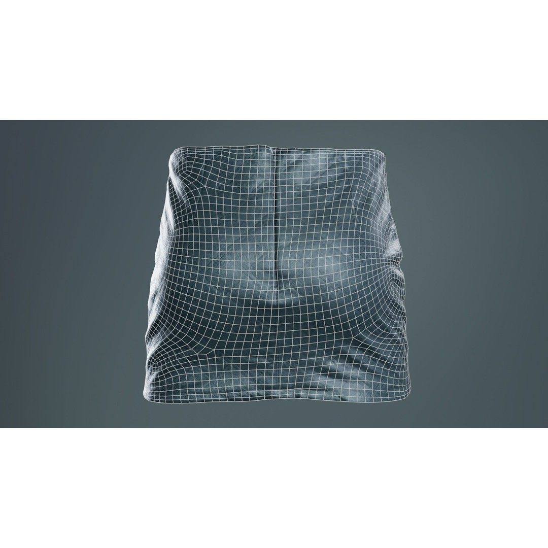 Black Leather Padded Skirt 3D Model – Low Poly Game Asset, FBX, Blender - View 12