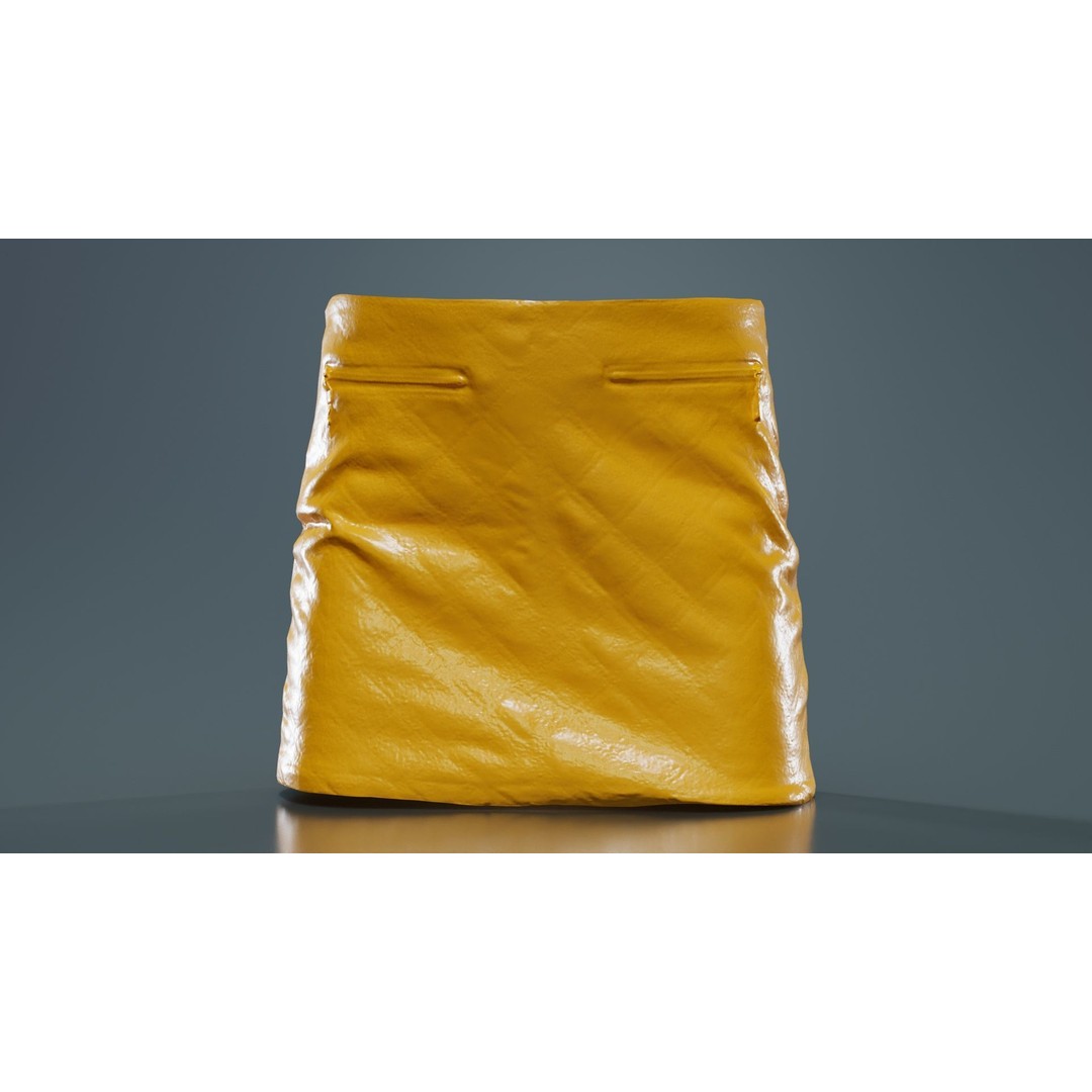 Black Leather Padded Skirt 3D Model – Low Poly Game Asset, FBX, Blender - View 14
