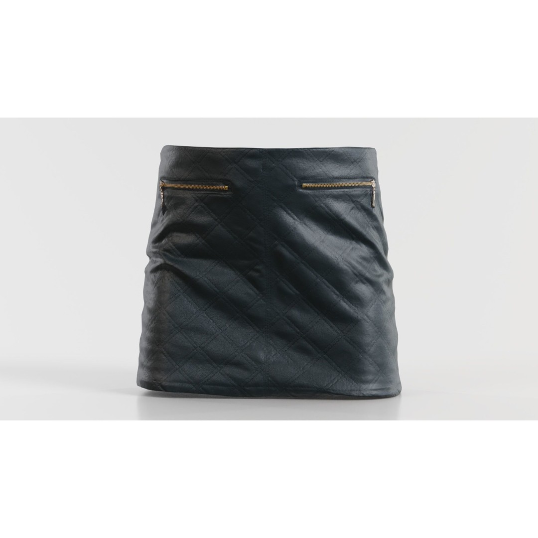 Black Leather Padded Skirt 3D Model – Low Poly Game Asset, FBX, Blender - View 3