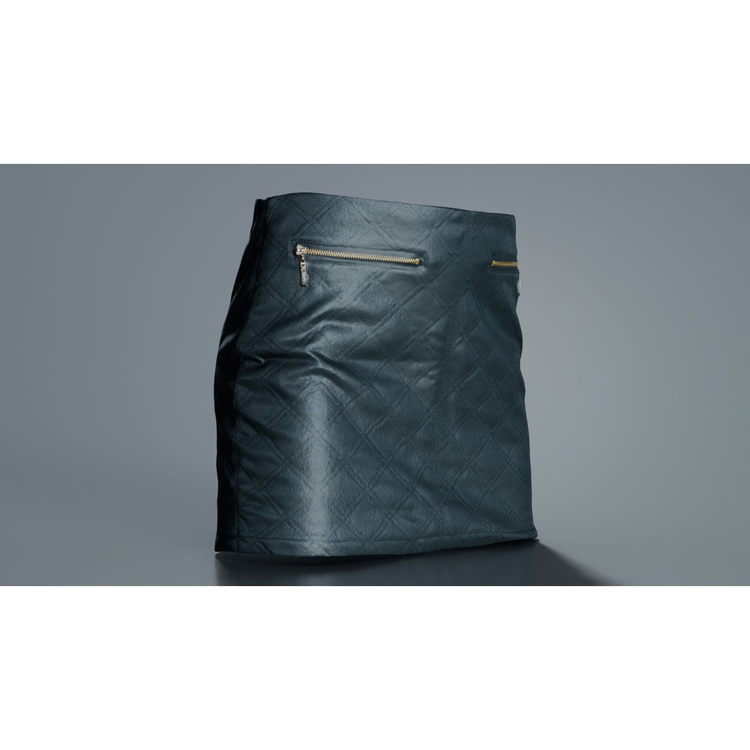 Black Leather Padded Skirt 3D Model – Low Poly Game Asset, FBX, Blender - View 5