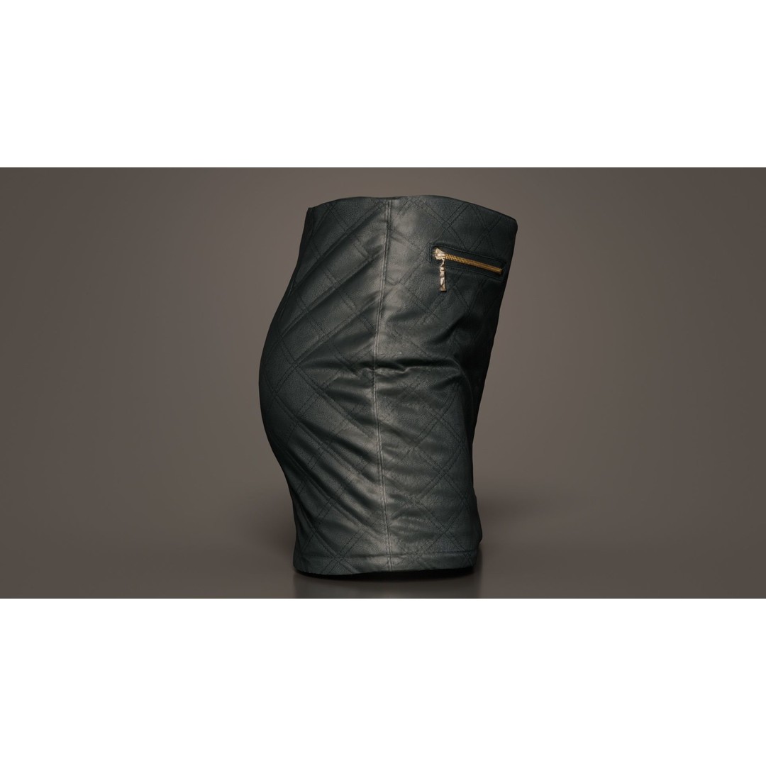 Black Leather Padded Skirt 3D Model – Low Poly Game Asset, FBX, Blender - View 6