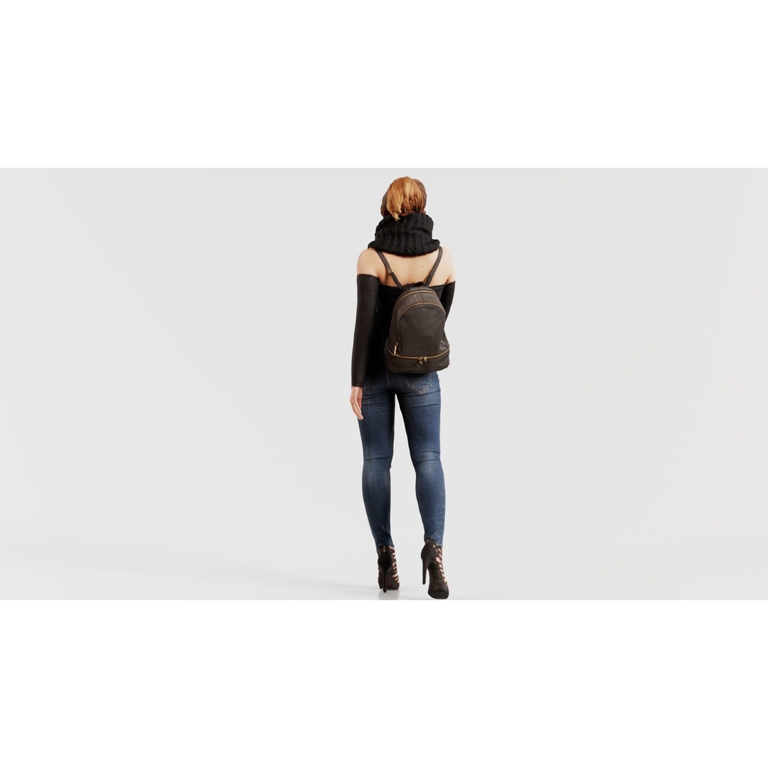 Woman 3D Model – Low Poly Character in Jeans and Scarf, FBX - View 9