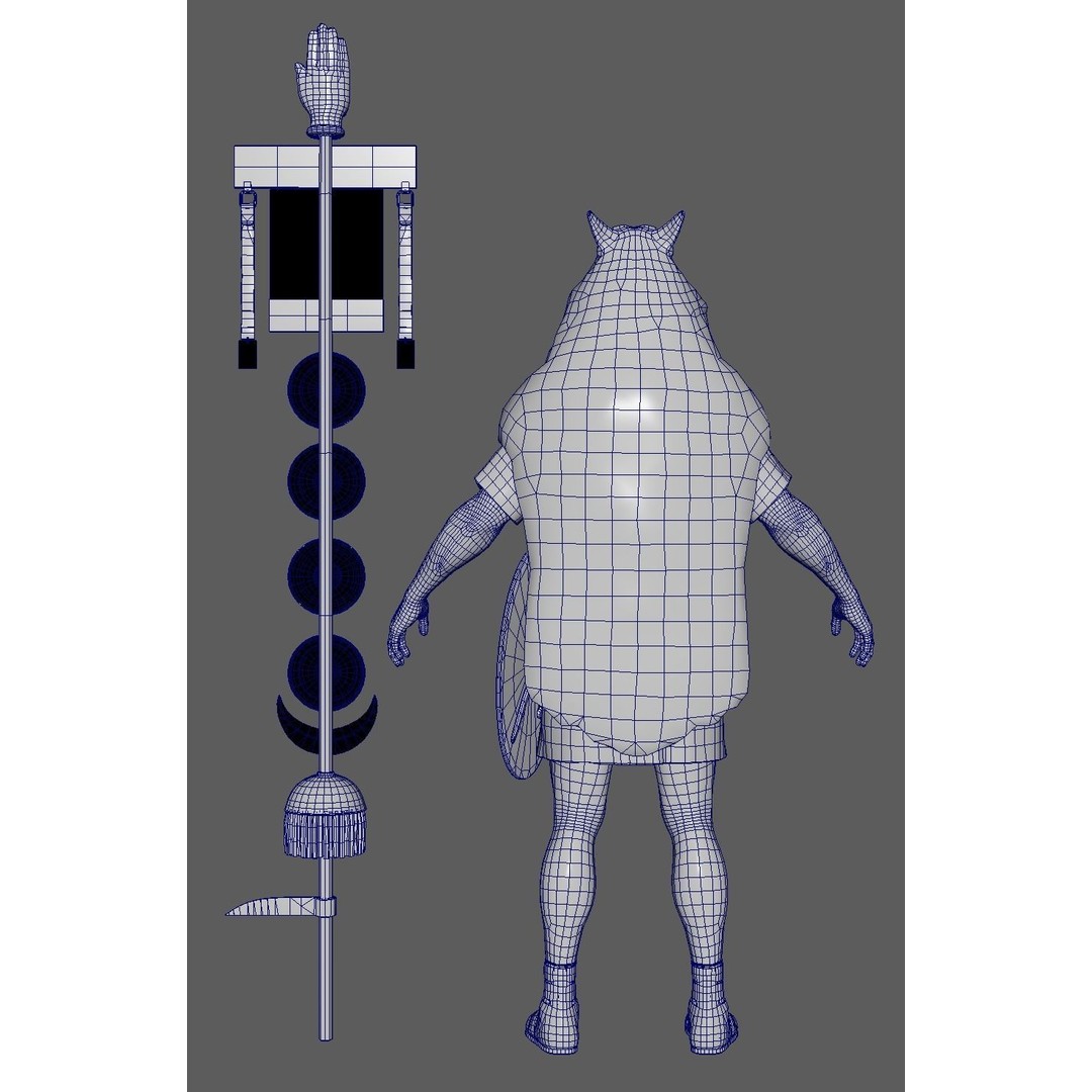 Roman Signifier Soldier 3D Model – Low Poly Character with Banner, FBX - View 11