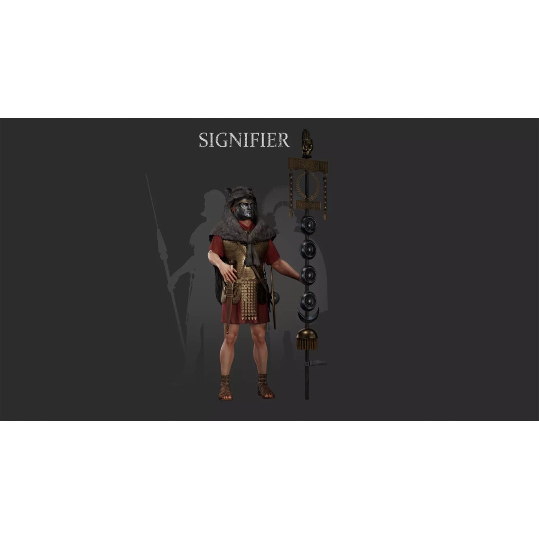 Roman Signifier Soldier 3D Model – Low Poly Character with Banner, FBX - View 2