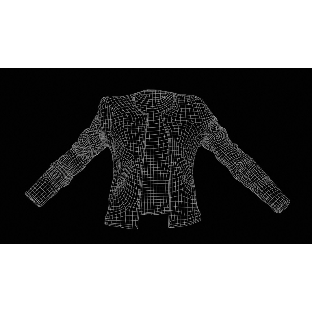Black Padded Leather Jacket 3D Model – Low Poly Game Asset, FBX - View 13