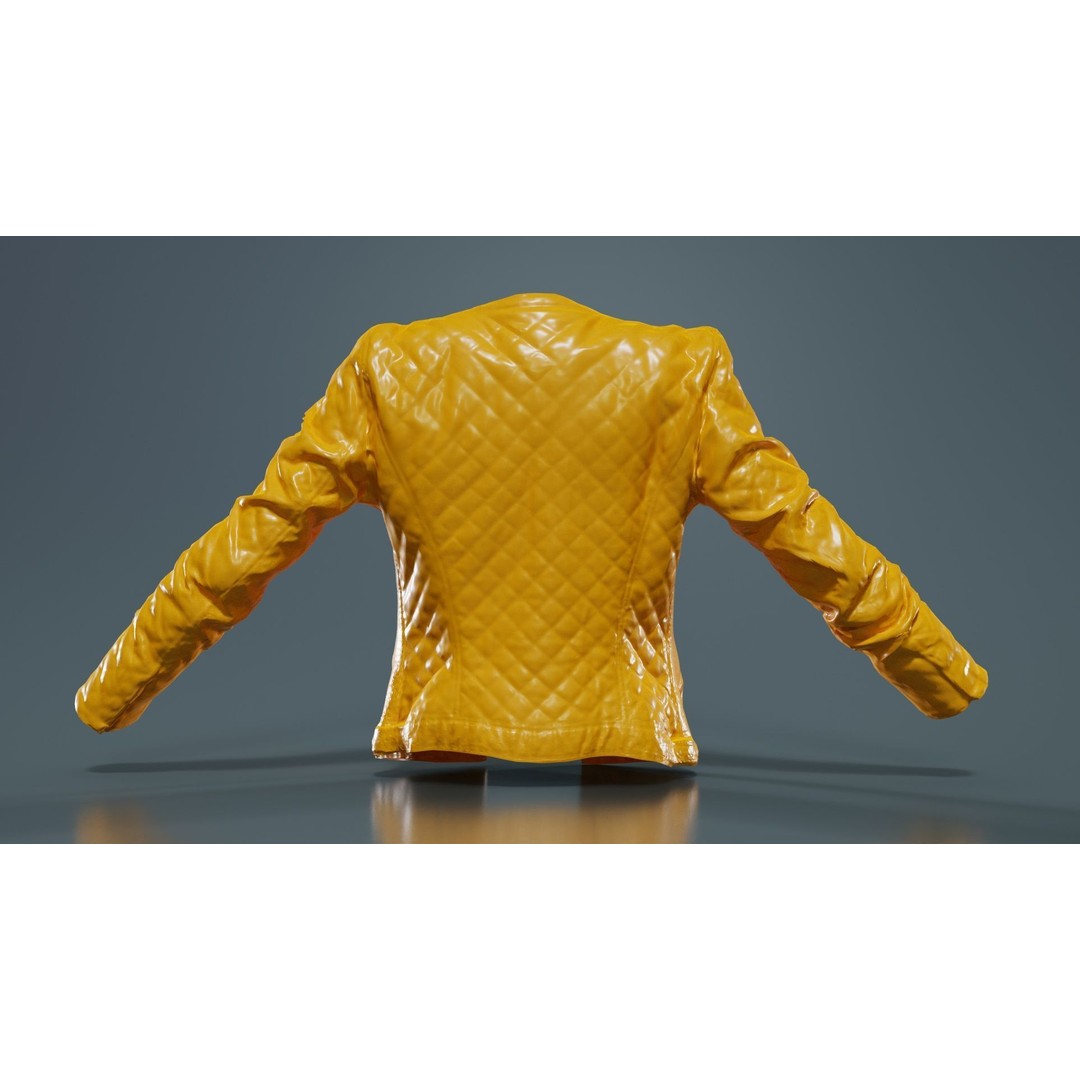 Black Padded Leather Jacket 3D Model – Low Poly Game Asset, FBX - View 15