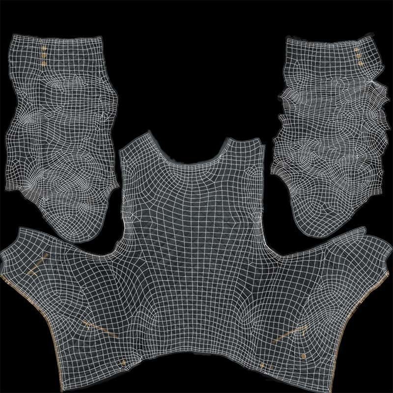 Black Padded Leather Jacket 3D Model – Low Poly Game Asset, FBX - View 16