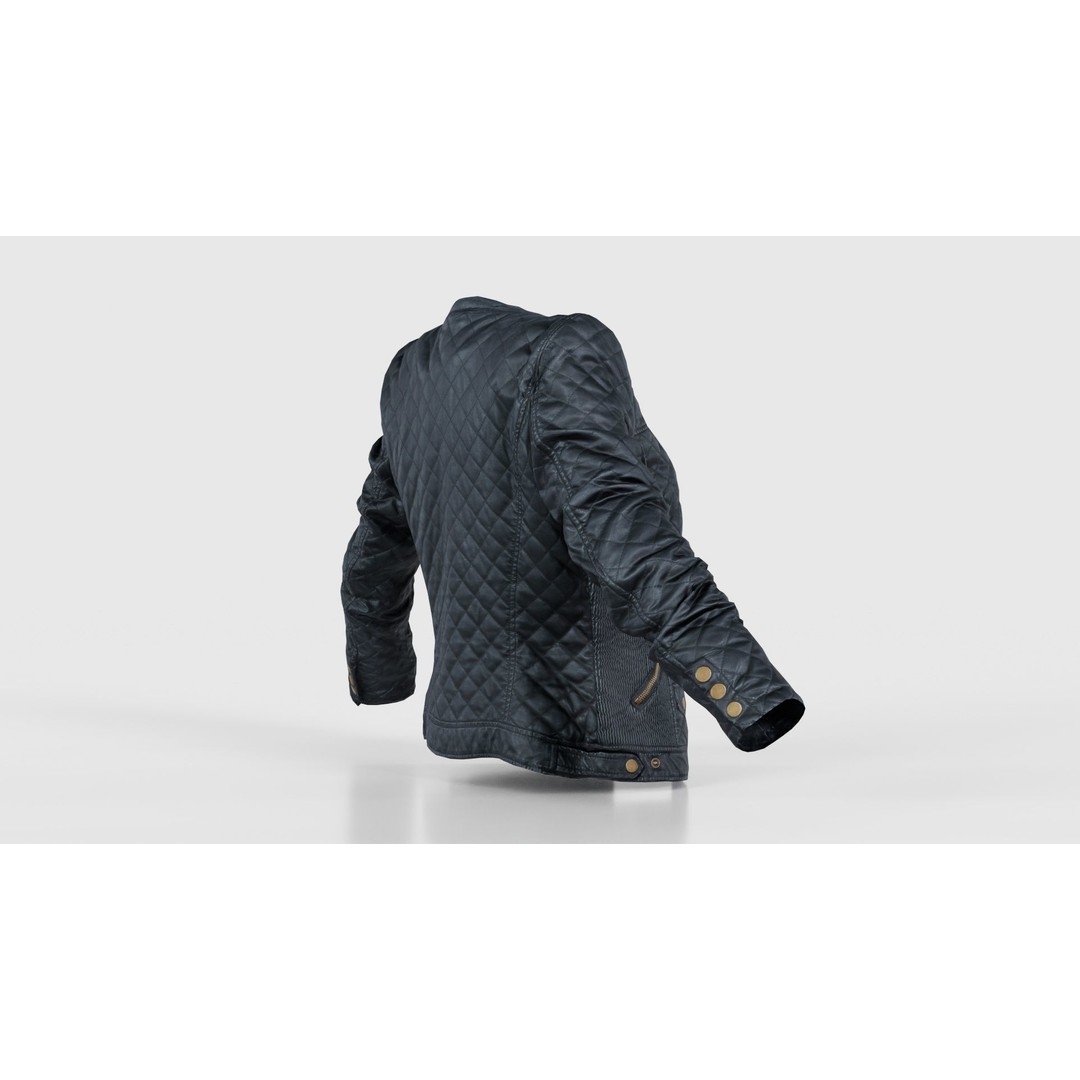 Black Padded Leather Jacket 3D Model – Low Poly Game Asset, FBX - View 21