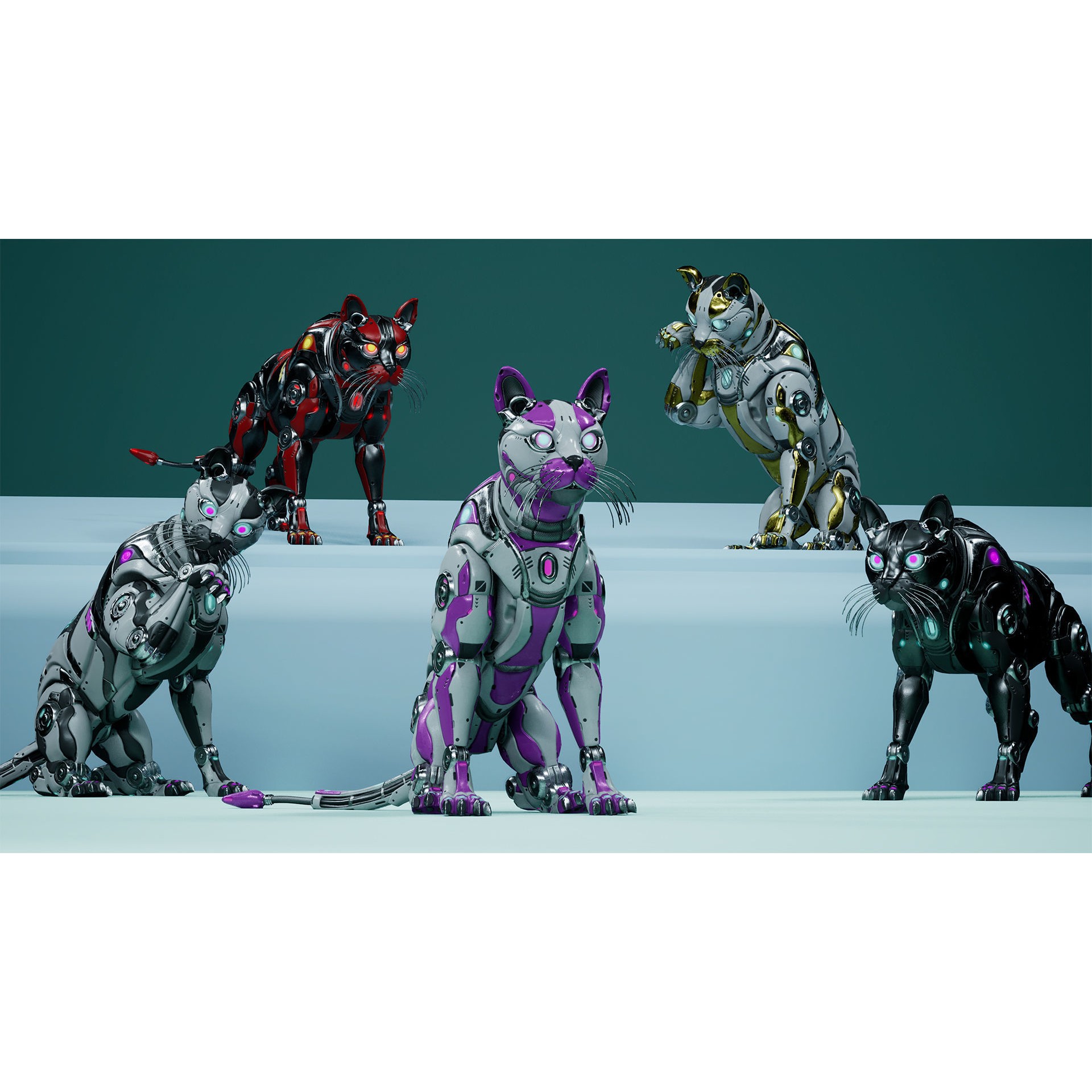 Sci-Fi Cat - Low-Poly Game-Ready 3D Model - View 11