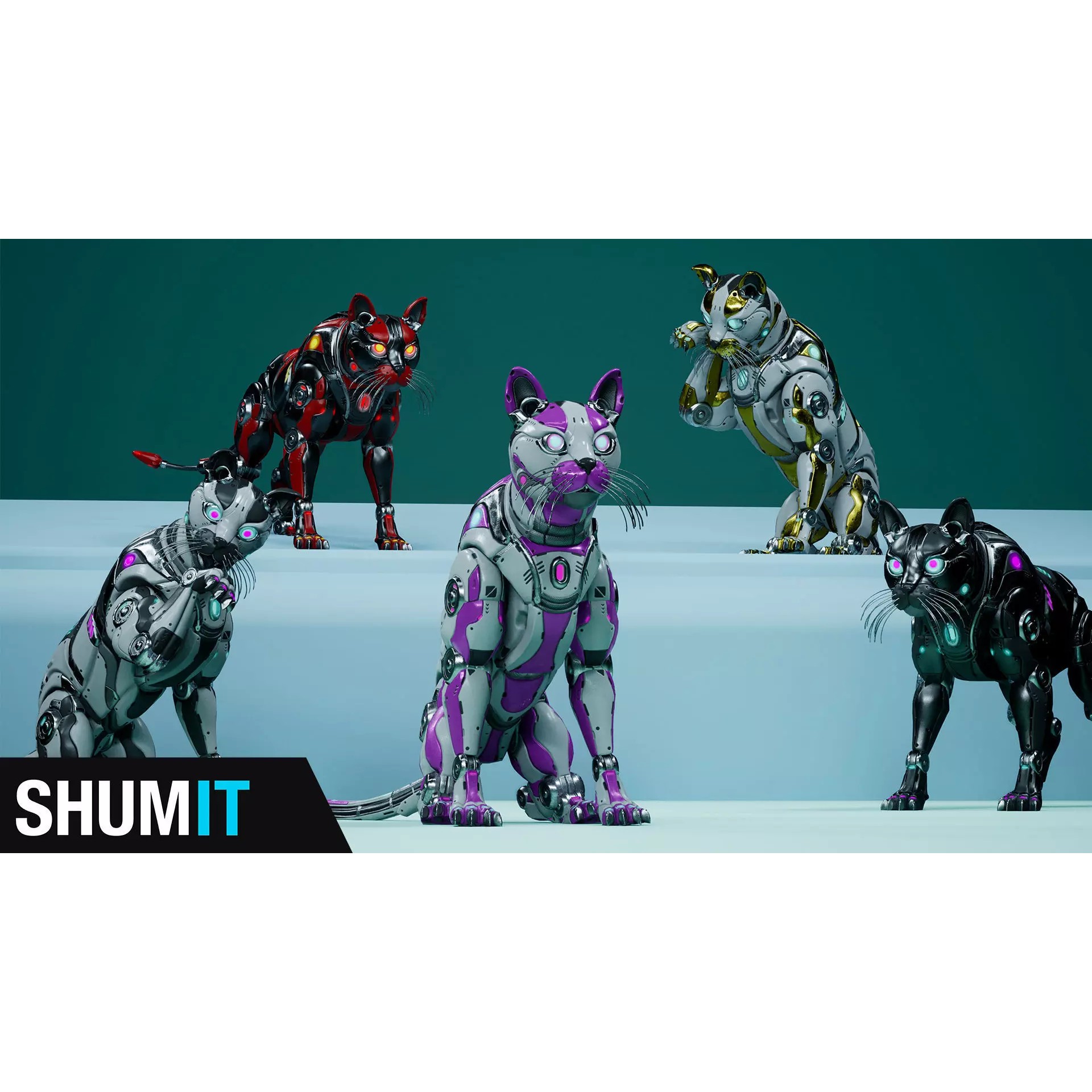 Sci-Fi Cat - Low-Poly Game-Ready 3D Model - View 2