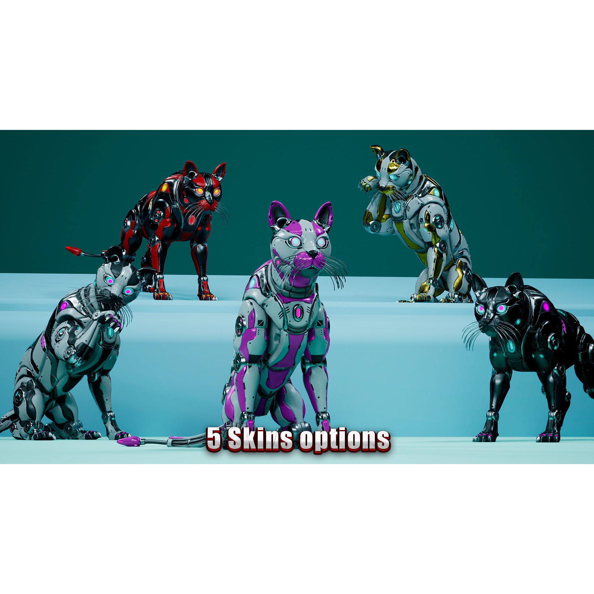 Sci-Fi Cat - Low-Poly Game-Ready 3D Model - View 22