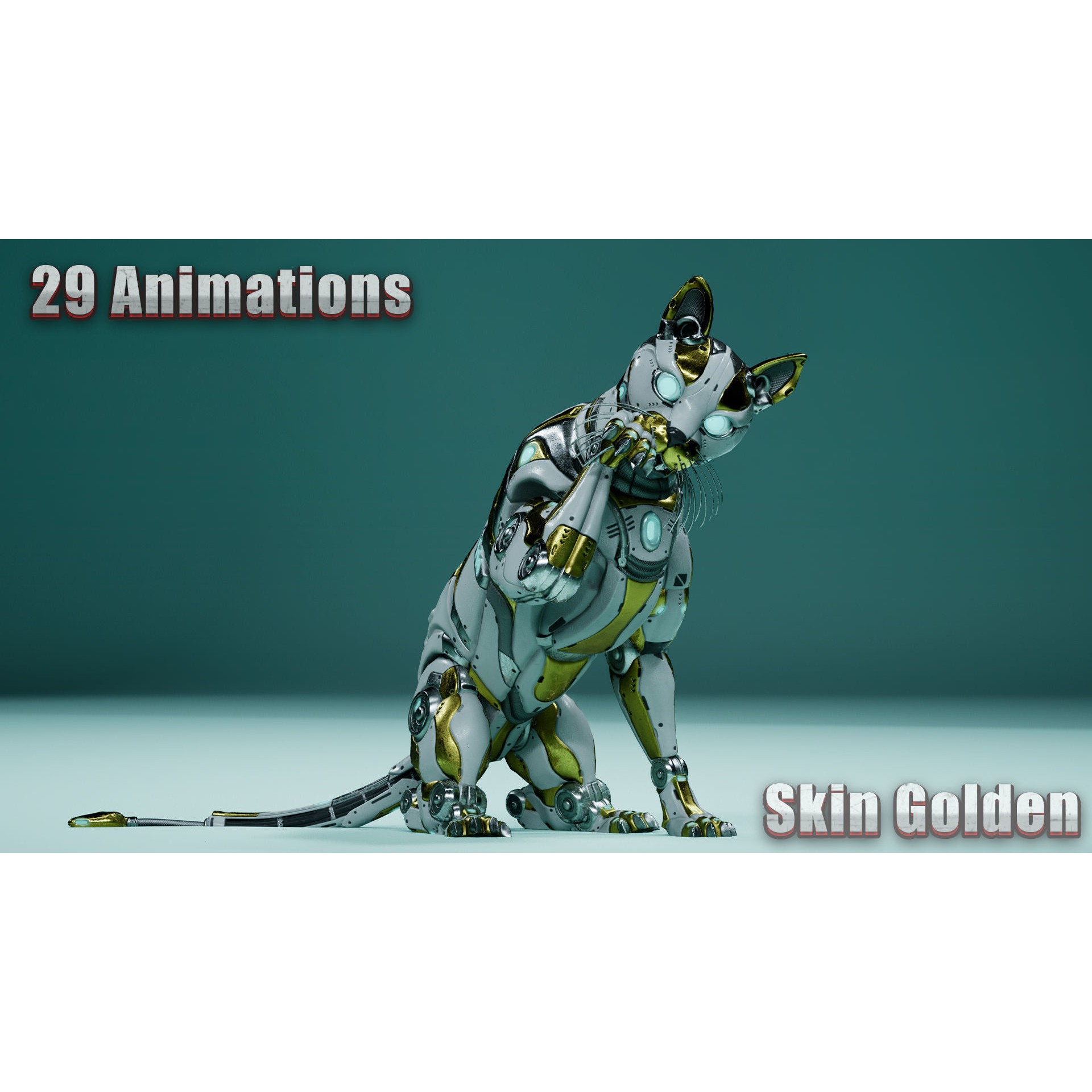 Sci-Fi Cat - Low-Poly Game-Ready 3D Model - View 24