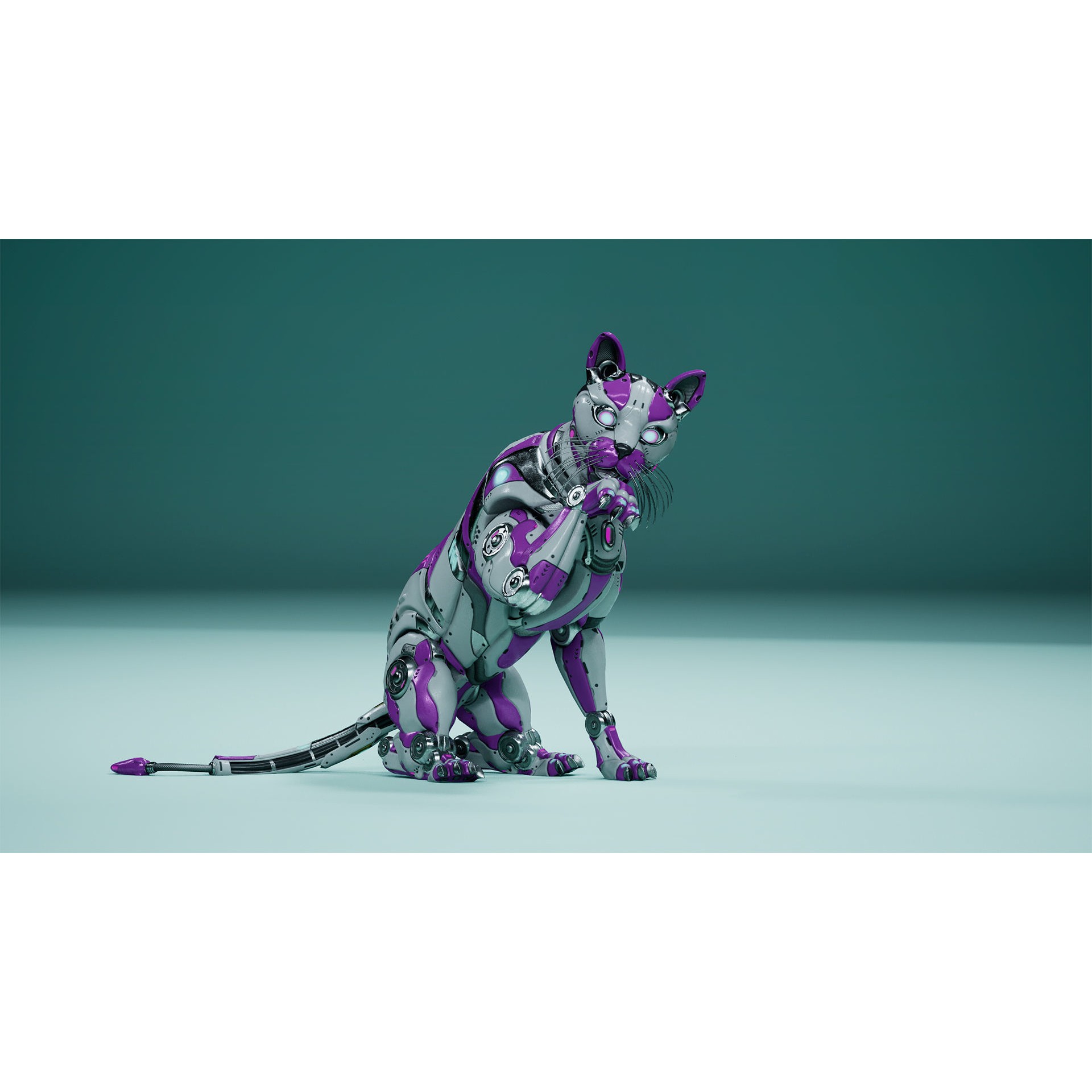 Sci-Fi Cat - Low-Poly Game-Ready 3D Model - View 7