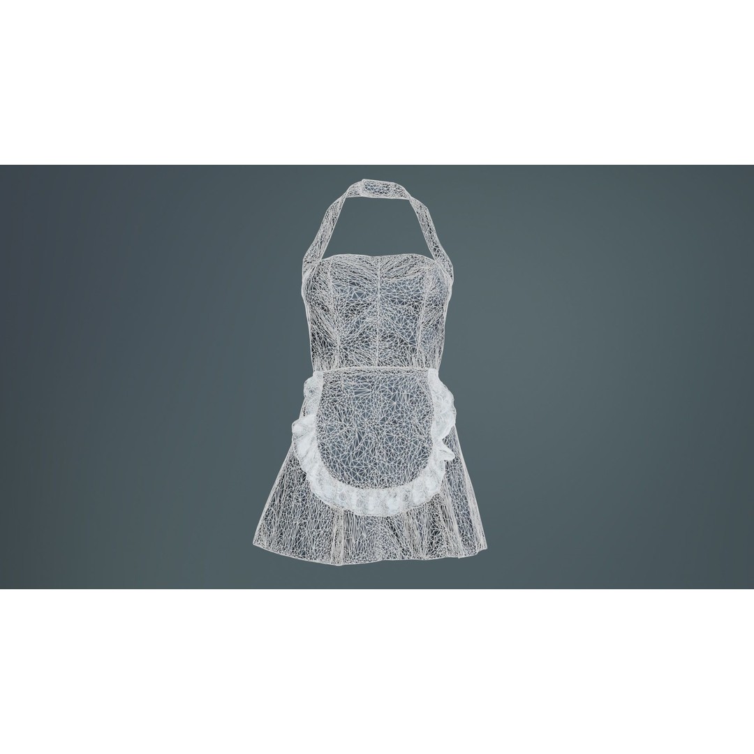 Vinyl Maid Dress 3D Model – Low Poly Character Clothing, FBX, Blender - View 11
