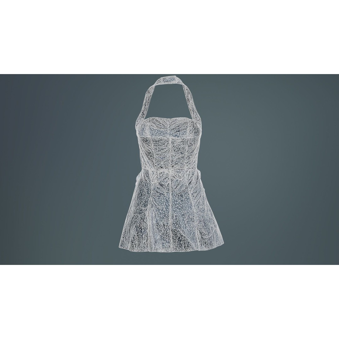 Vinyl Maid Dress 3D Model – Low Poly Character Clothing, FBX, Blender - View 12