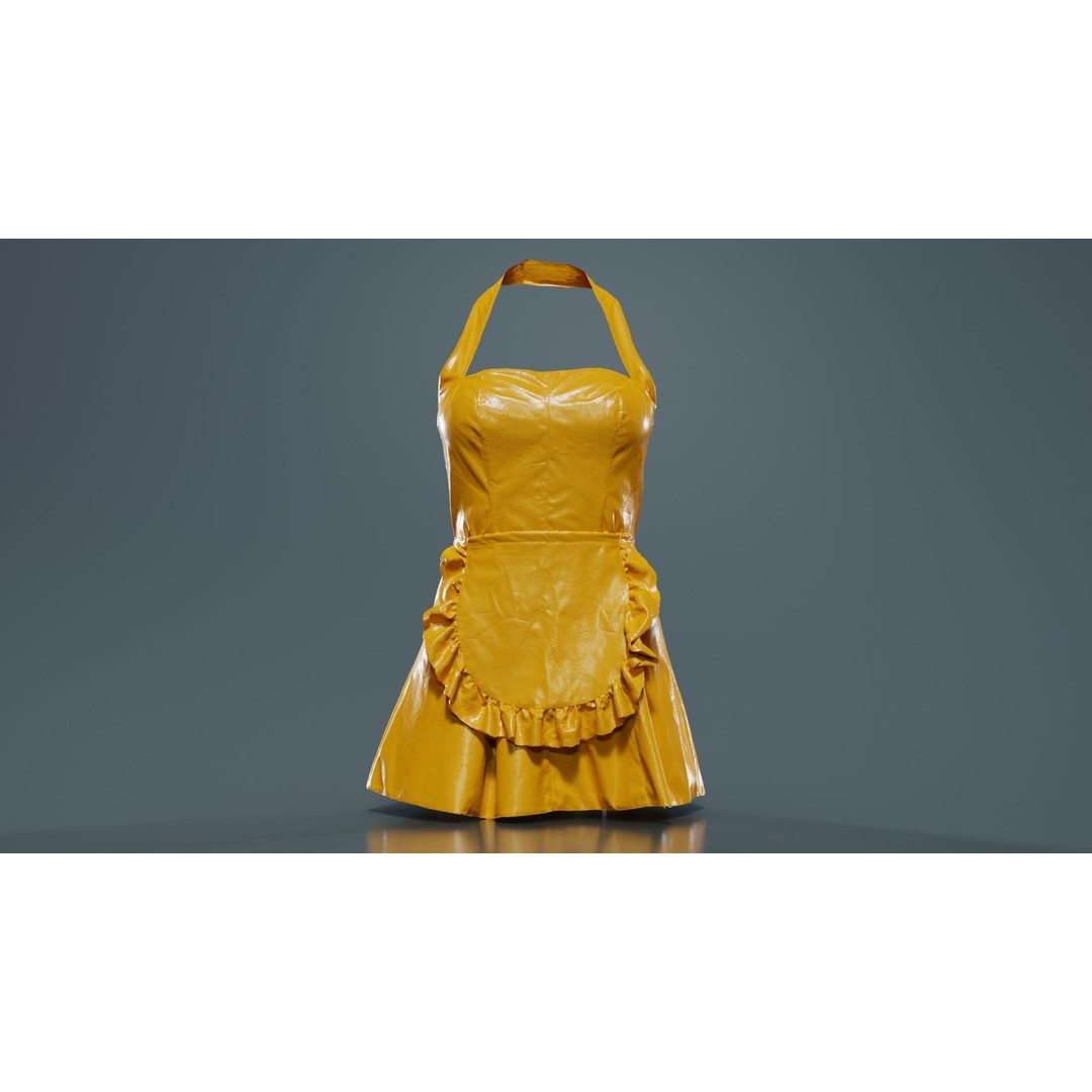 Vinyl Maid Dress 3D Model – Low Poly Character Clothing, FBX, Blender - View 14