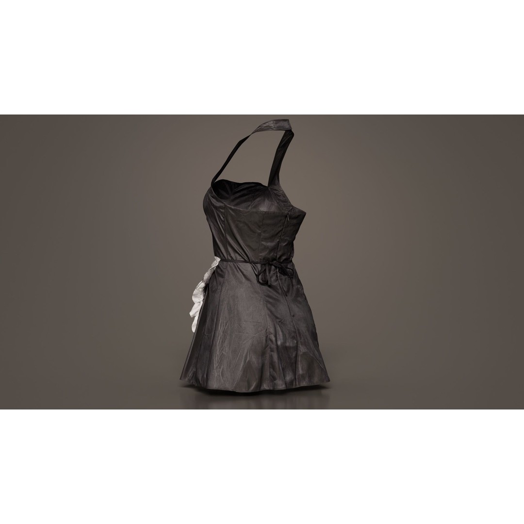 Vinyl Maid Dress 3D Model – Low Poly Character Clothing, FBX, Blender - View 6