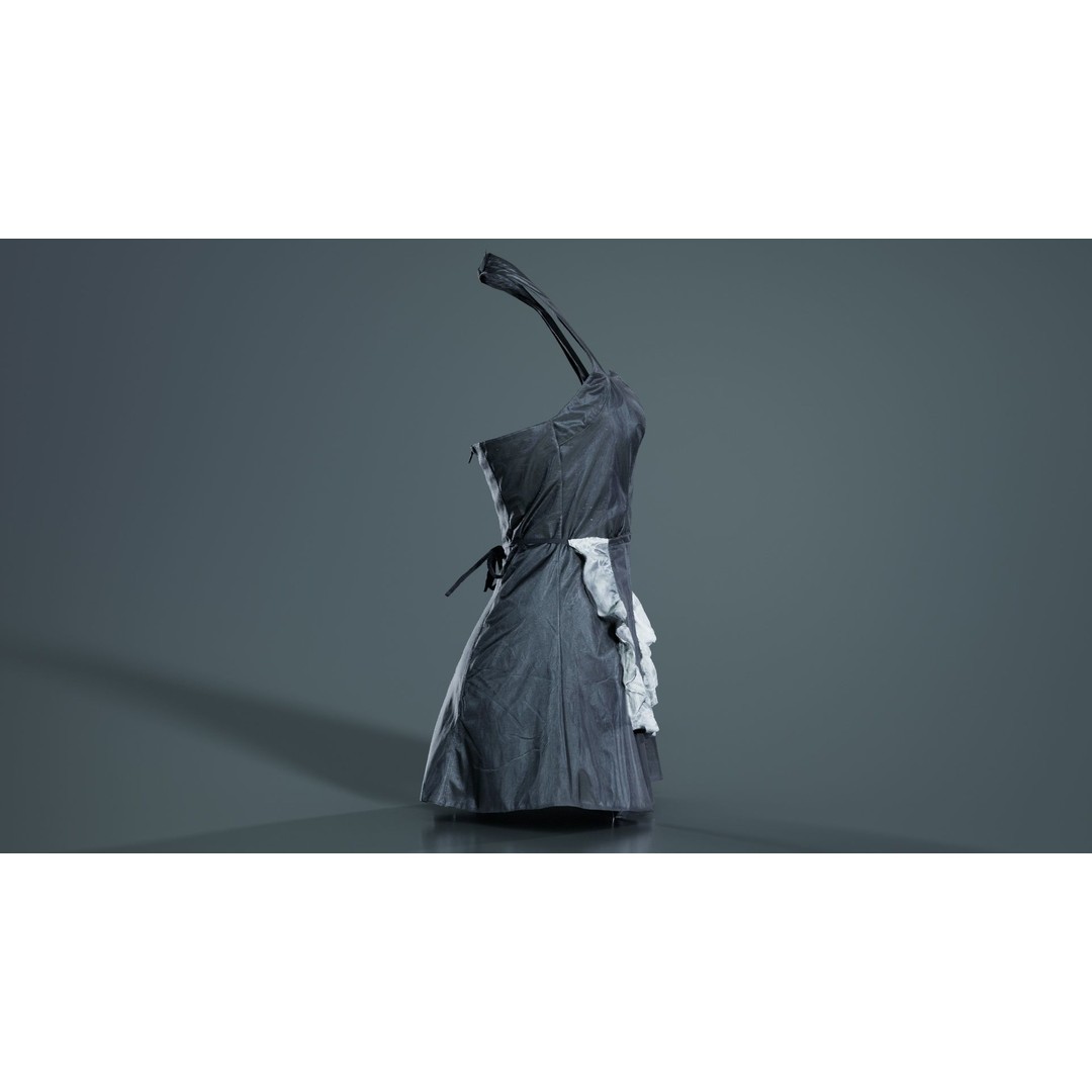 Vinyl Maid Dress 3D Model – Low Poly Character Clothing, FBX, Blender - View 7
