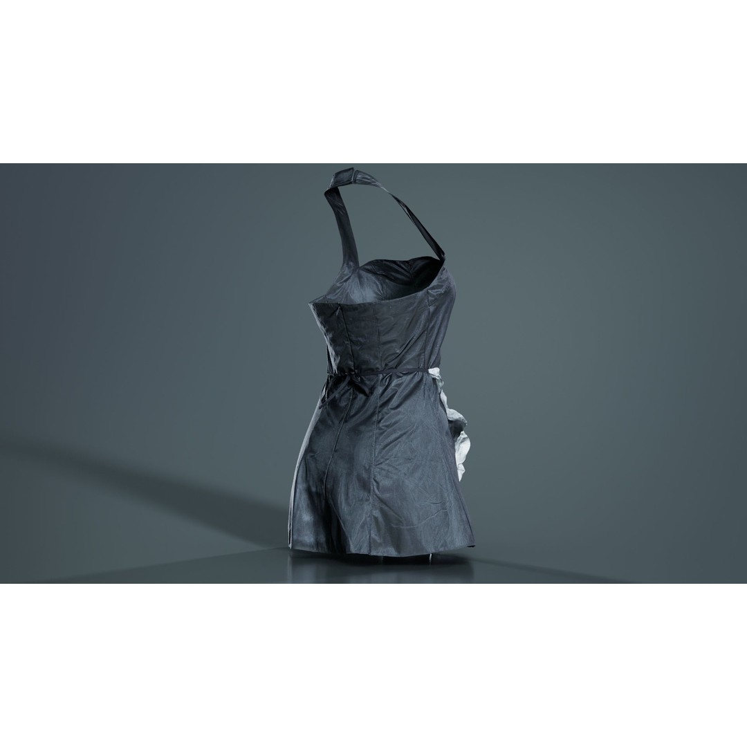 Vinyl Maid Dress 3D Model – Low Poly Character Clothing, FBX, Blender - View 9