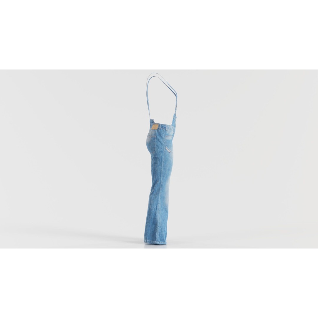 Jeans Salopet Long 3D Model – Low Poly Denim Overalls, FBX/Blender - View 10