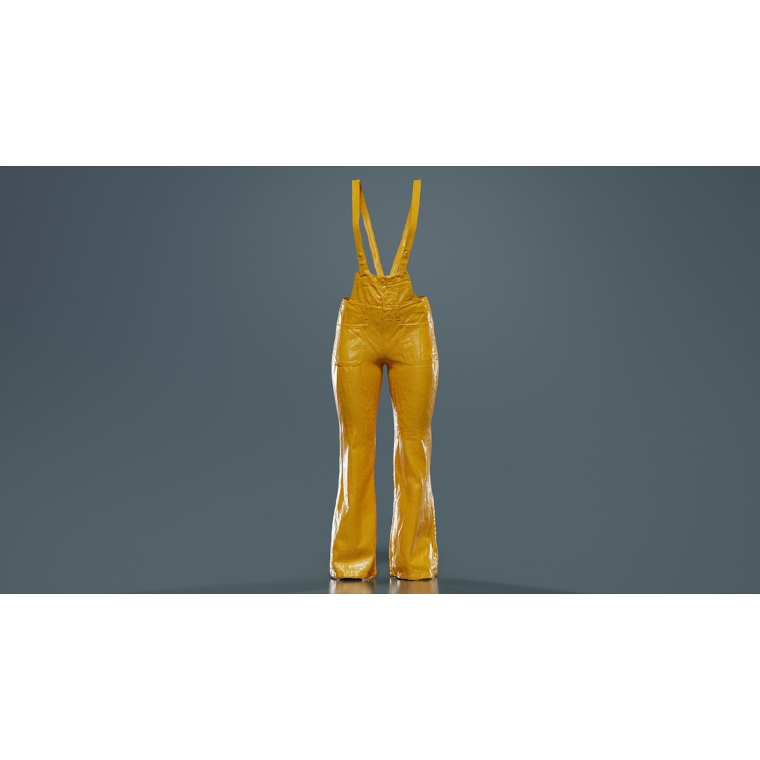 Jeans Salopet Long 3D Model – Low Poly Denim Overalls, FBX/Blender - View 14