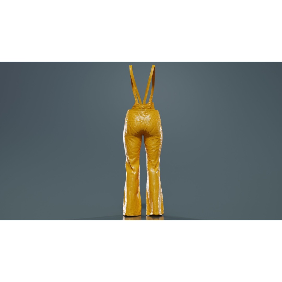 Jeans Salopet Long 3D Model – Low Poly Denim Overalls, FBX/Blender - View 15