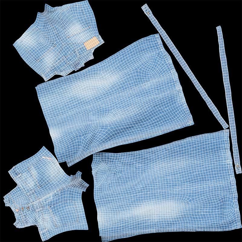 Jeans Salopet Long 3D Model – Low Poly Denim Overalls, FBX/Blender - View 16