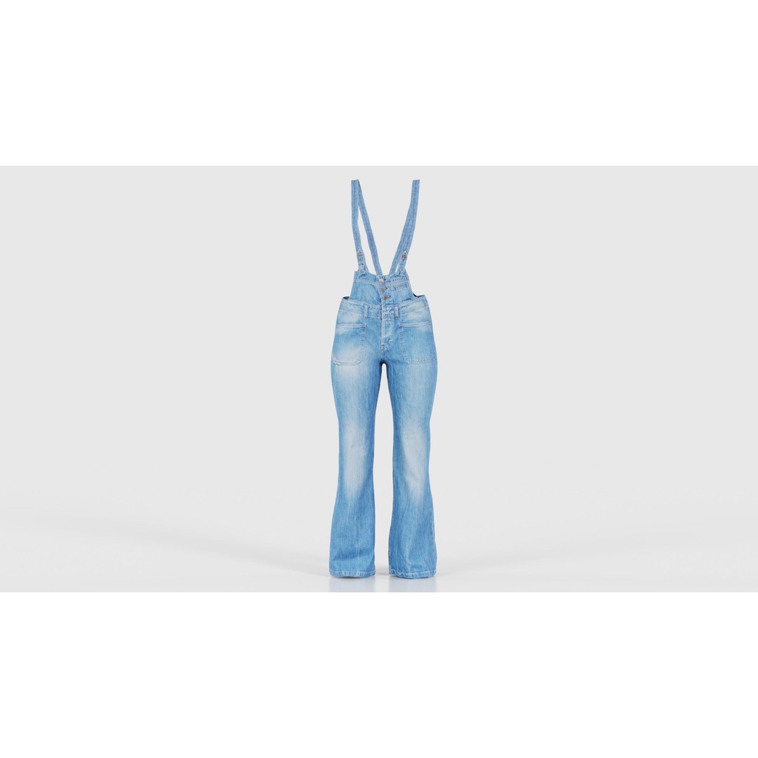 Jeans Salopet Long 3D Model – Low Poly Denim Overalls, FBX/Blender - View 17