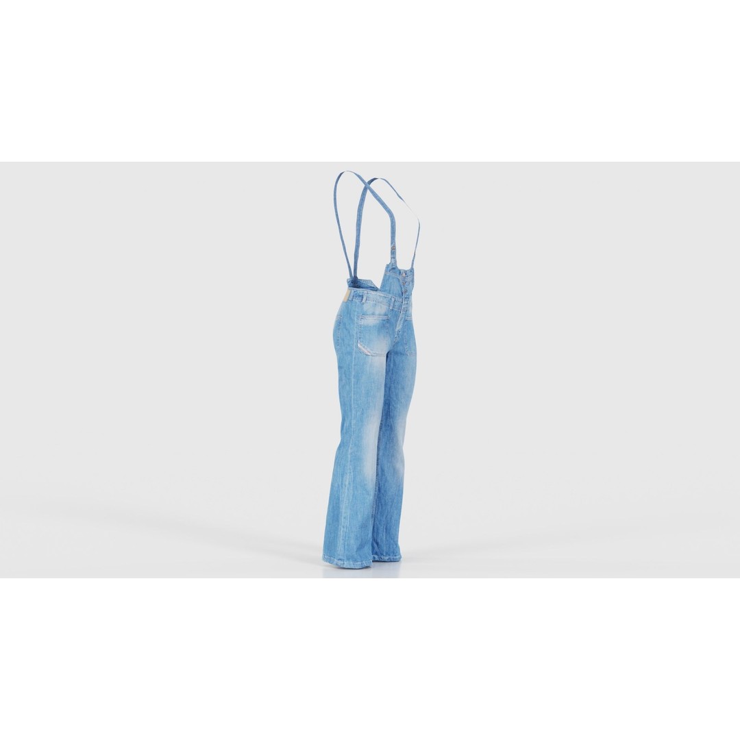 Jeans Salopet Long 3D Model – Low Poly Denim Overalls, FBX/Blender - View 19