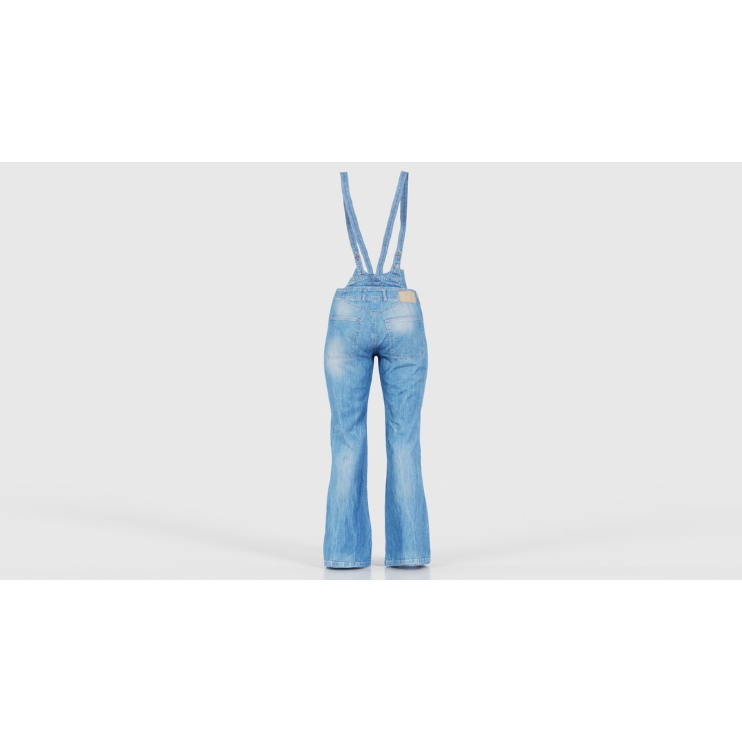 Jeans Salopet Long 3D Model – Low Poly Denim Overalls, FBX/Blender - View 23