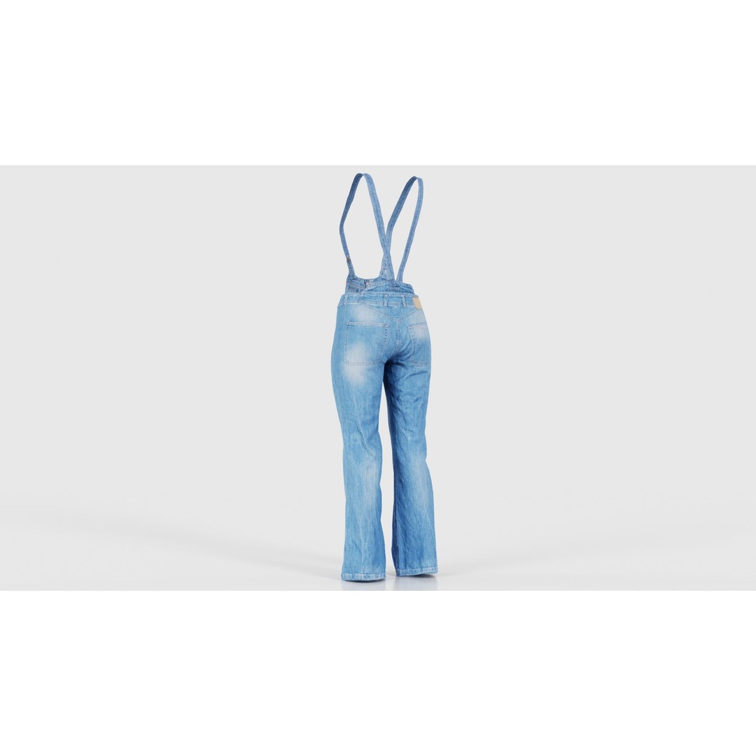 Jeans Salopet Long 3D Model – Low Poly Denim Overalls, FBX/Blender - View 24