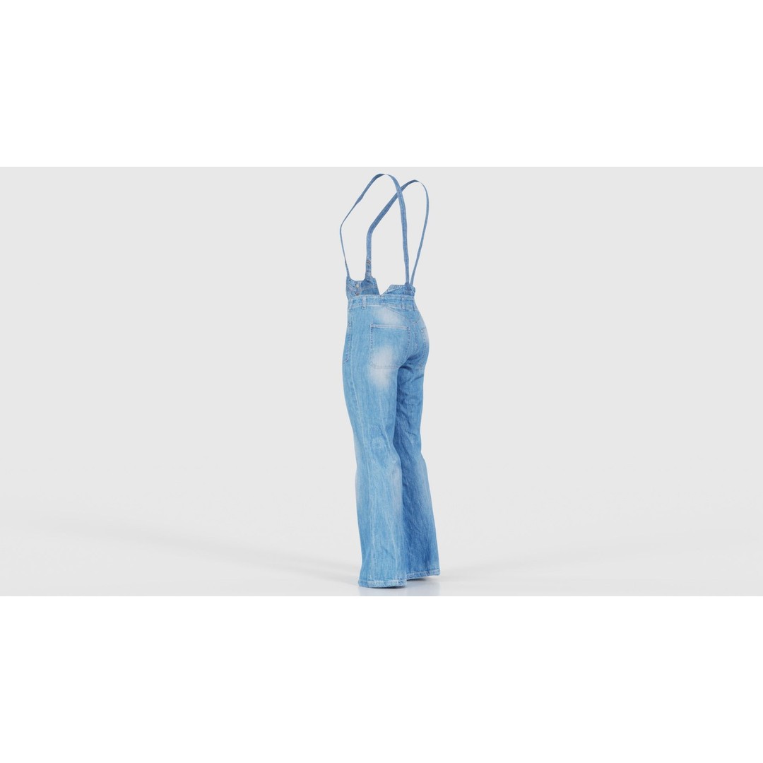 Jeans Salopet Long 3D Model – Low Poly Denim Overalls, FBX/Blender - View 25