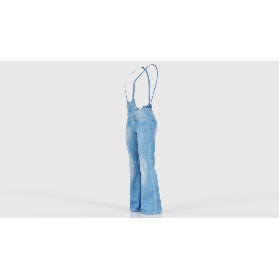 Jeans Salopet Long 3D Model – Low Poly Denim Overalls, FBX/Blender - View 27