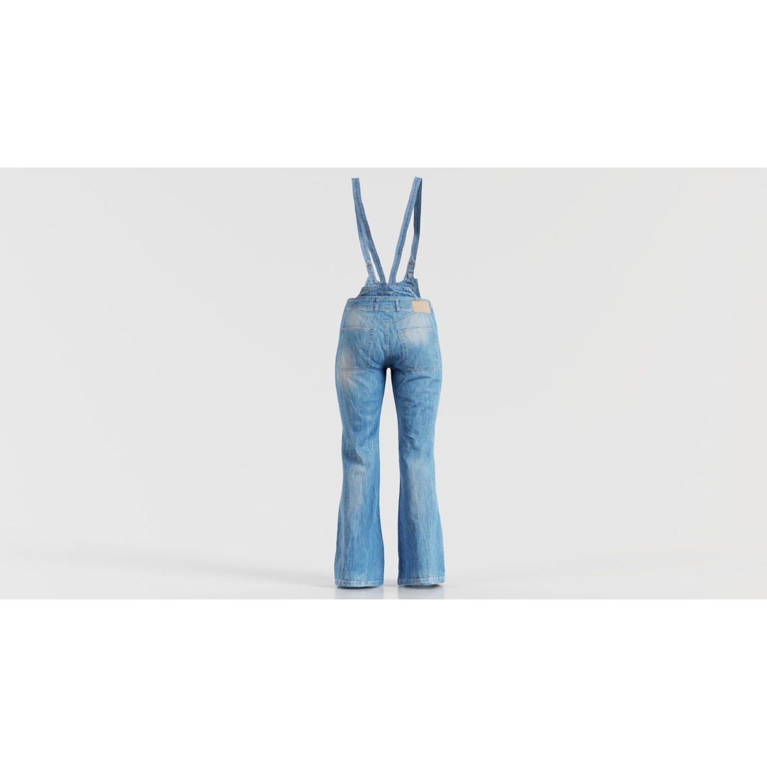 Jeans Salopet Long 3D Model – Low Poly Denim Overalls, FBX/Blender - View 6