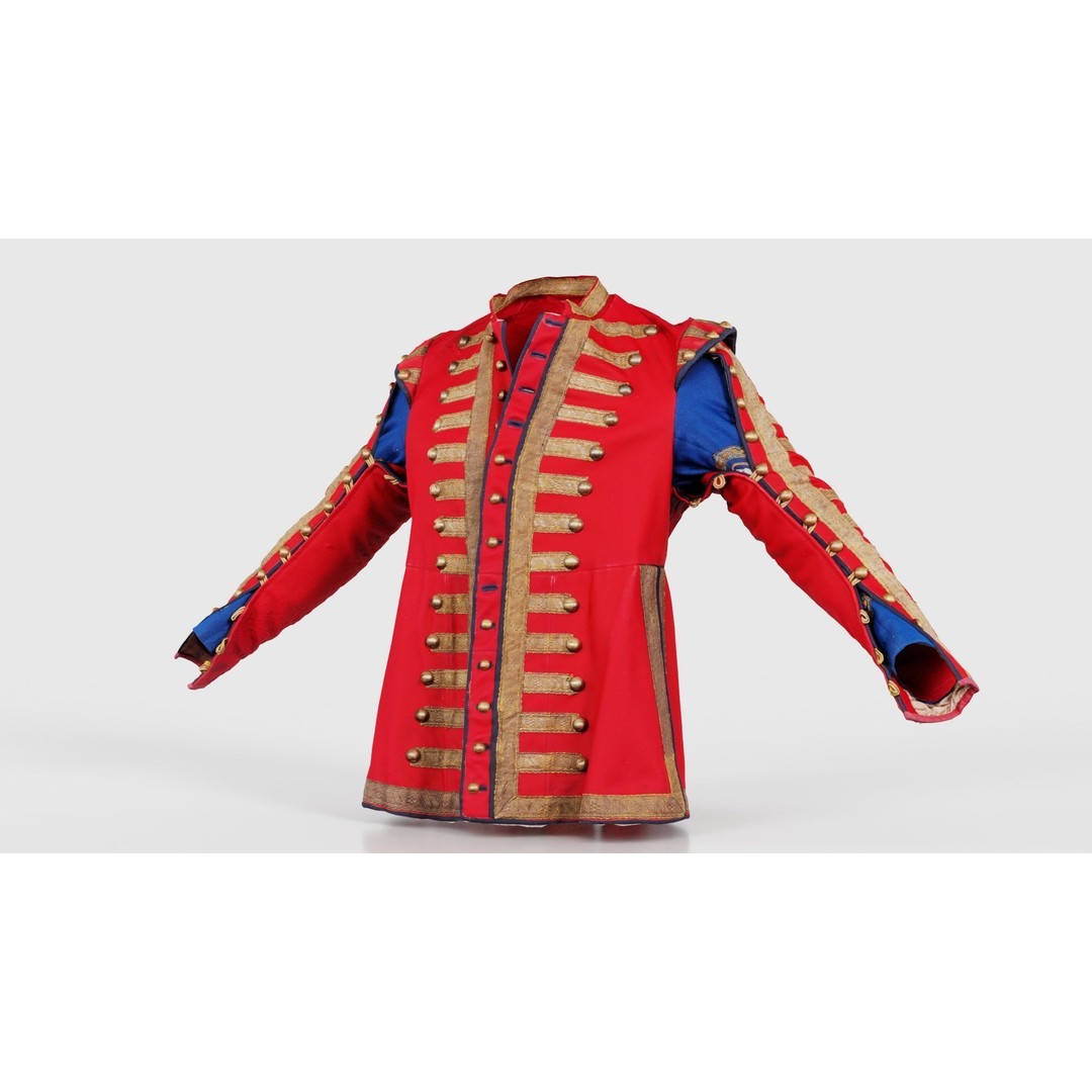 Red Stud Jacket 3D Model – Low Poly Military Outerwear, FBX, PBR