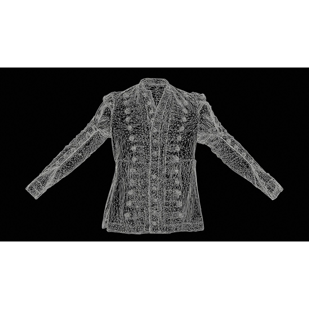 Red Stud Jacket 3D Model – Low Poly Military Outerwear, FBX, PBR - View 13