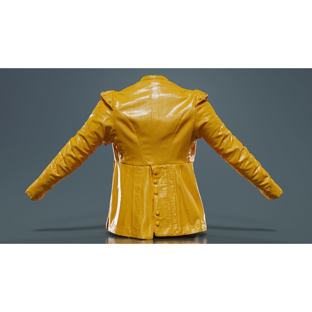 Red Stud Jacket 3D Model – Low Poly Military Outerwear, FBX, PBR - View 15