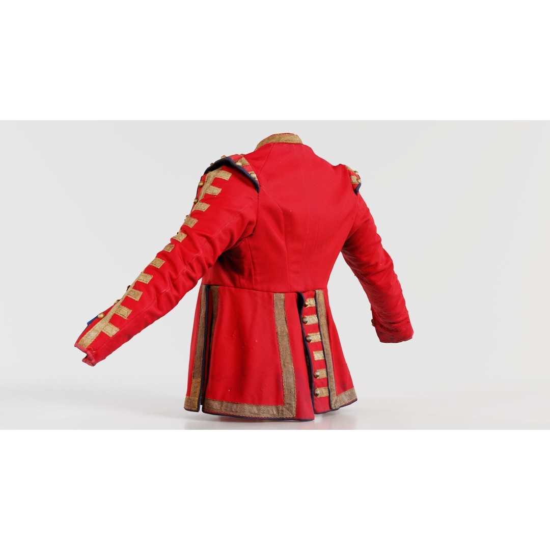 Red Stud Jacket 3D Model – Low Poly Military Outerwear, FBX, PBR - View 5