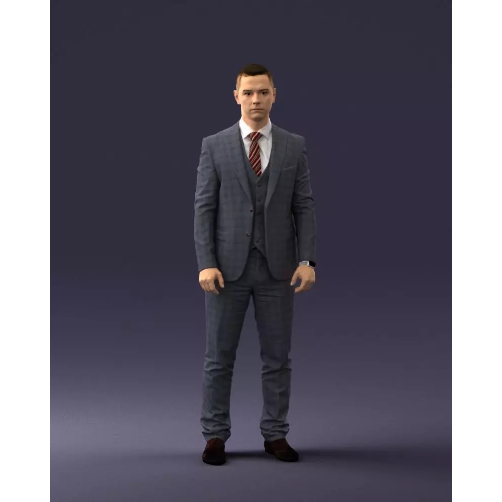 Businessman 3D Model – Realistic Male Character in Suit, FBX, OBJ - View 2