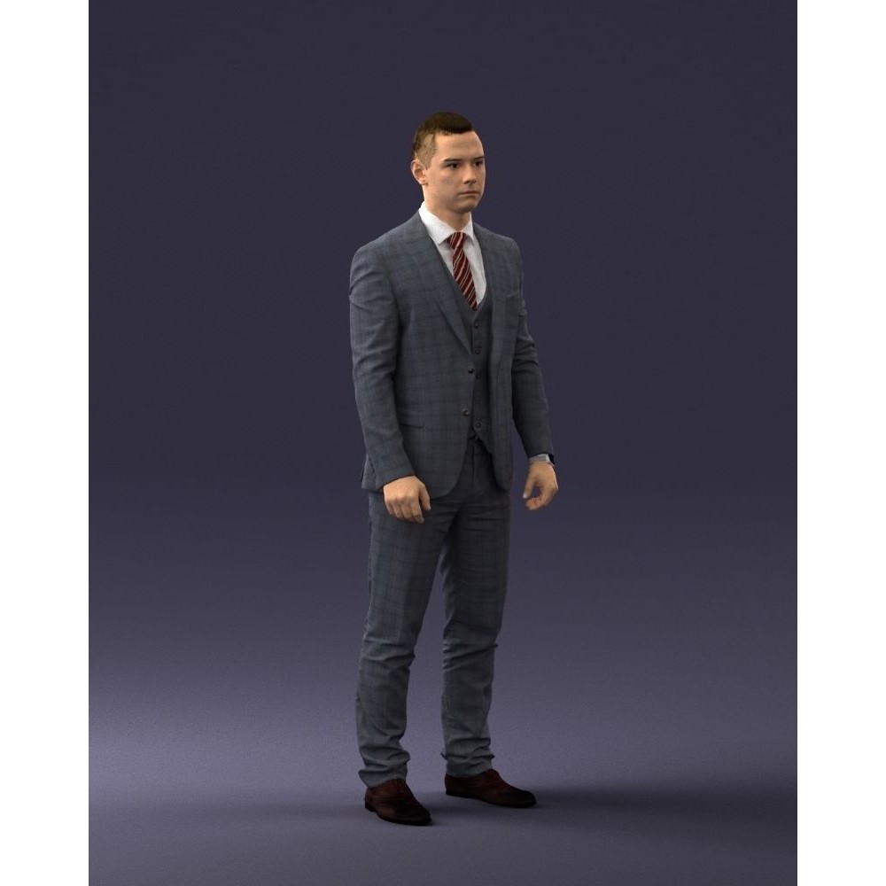 Businessman 3D Model – Realistic Male Character in Suit, FBX, OBJ - View 8