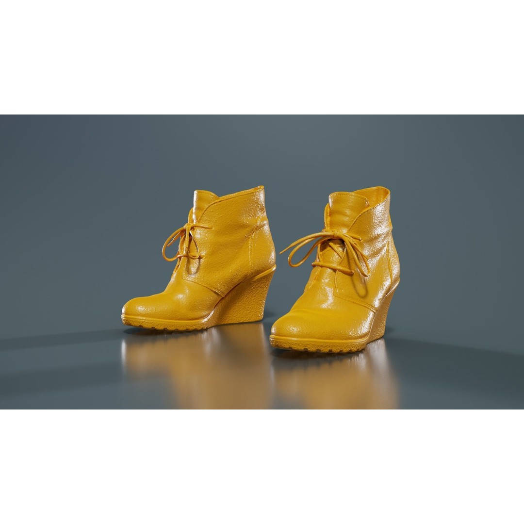 Brown Sleeve Boots 3D Model – Low Poly Character Footwear, FBX, Blender - View 14