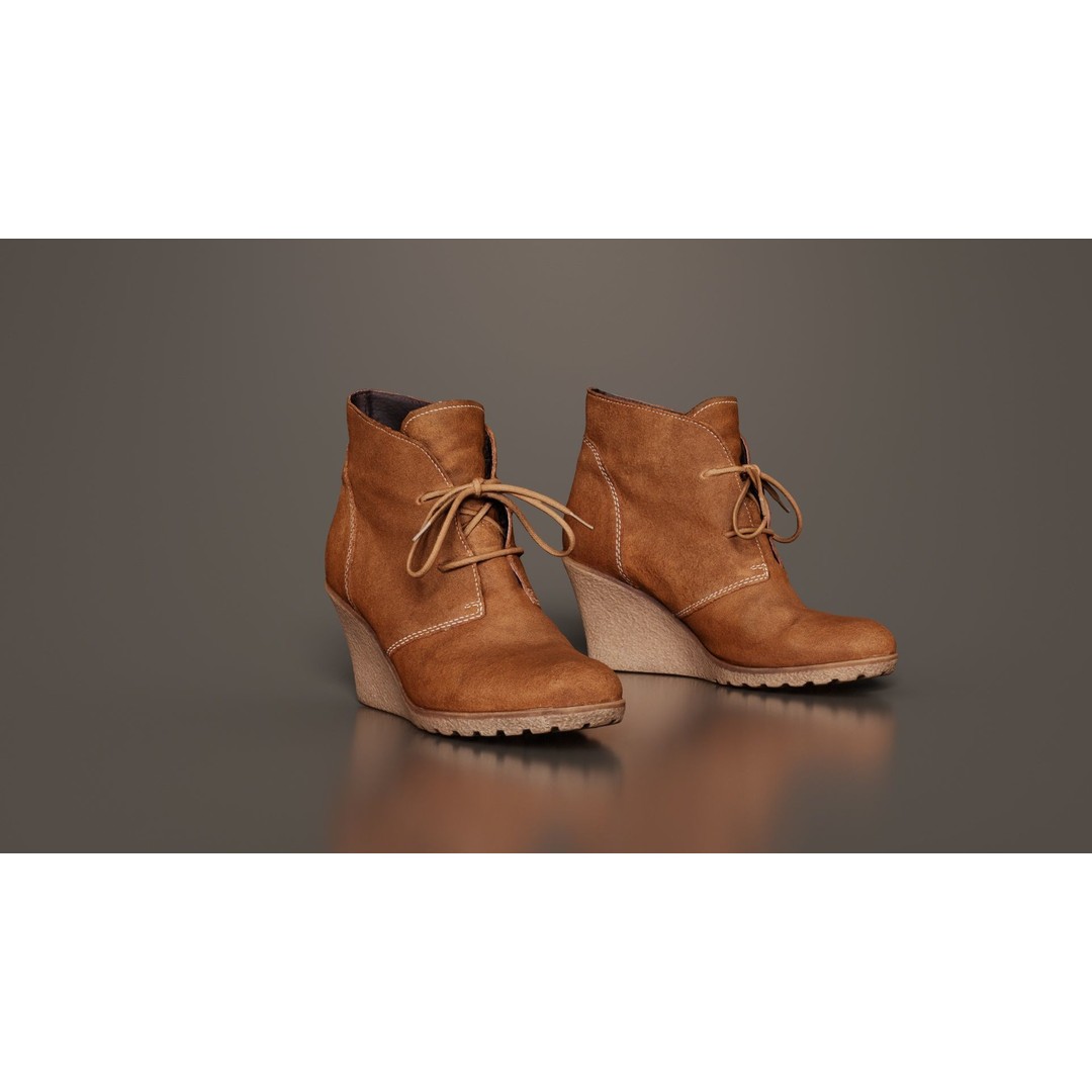 Brown Sleeve Boots 3D Model – Low Poly Character Footwear, FBX, Blender - View 4