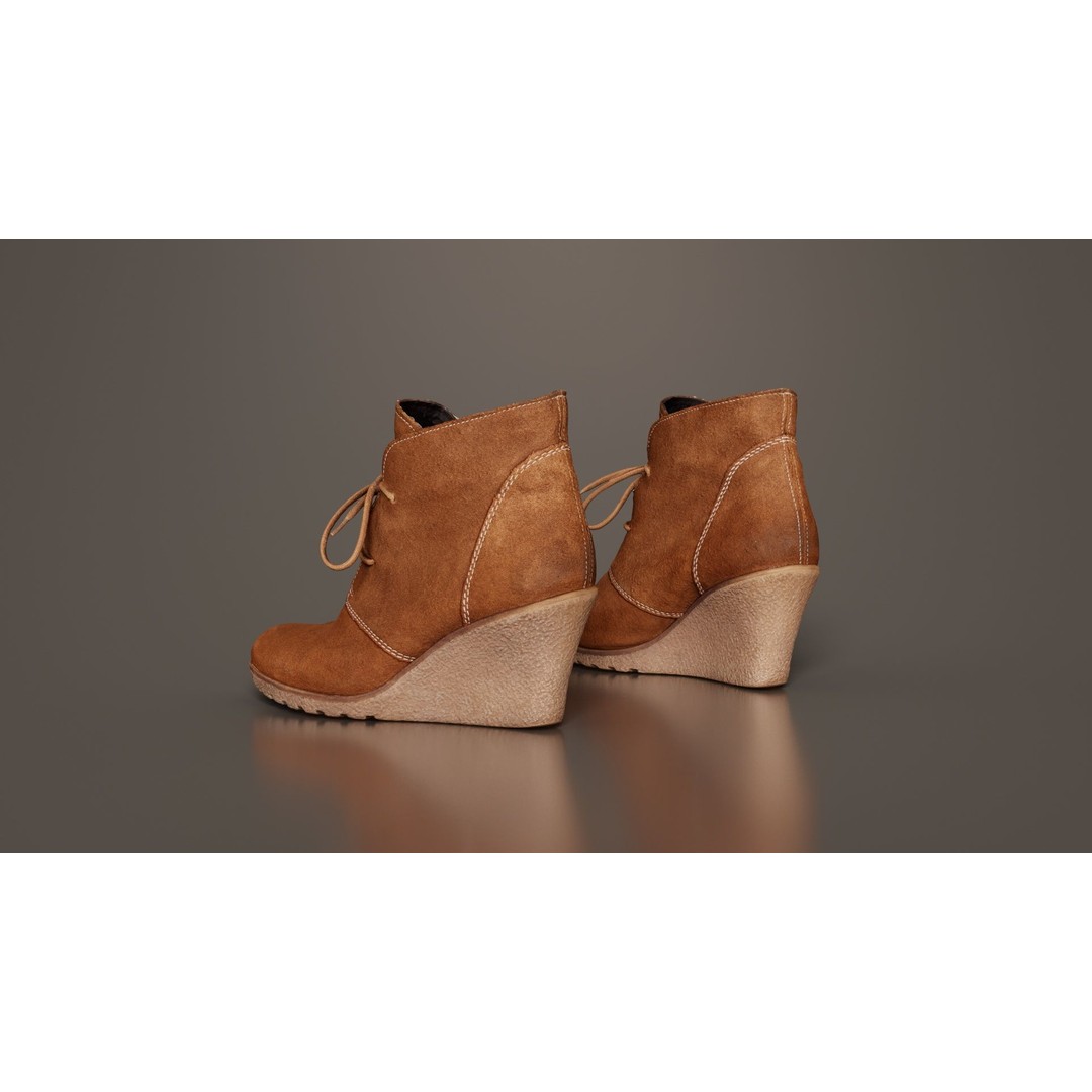 Brown Sleeve Boots 3D Model – Low Poly Character Footwear, FBX, Blender - View 5